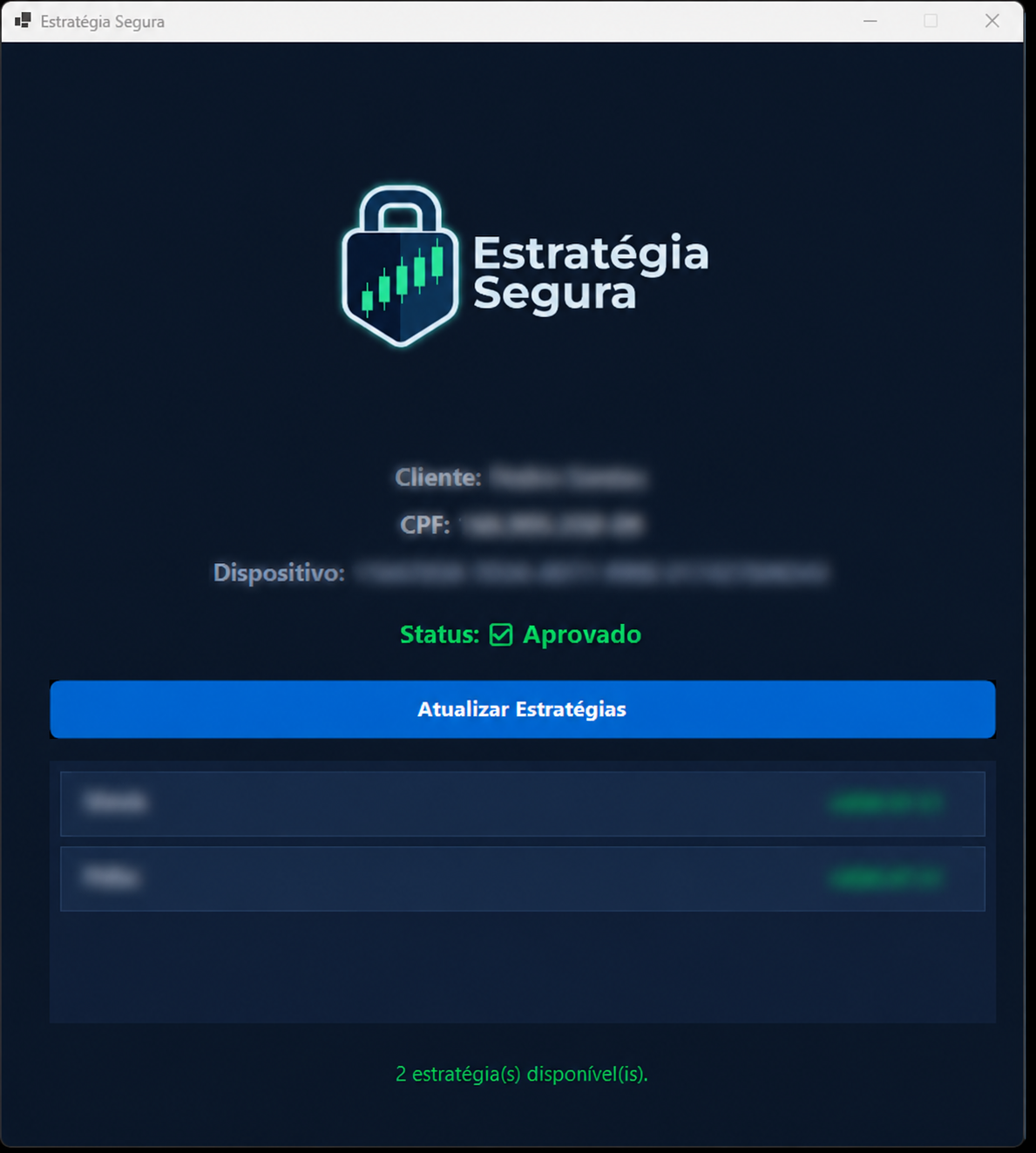 Tela do programa Estratégia Segura